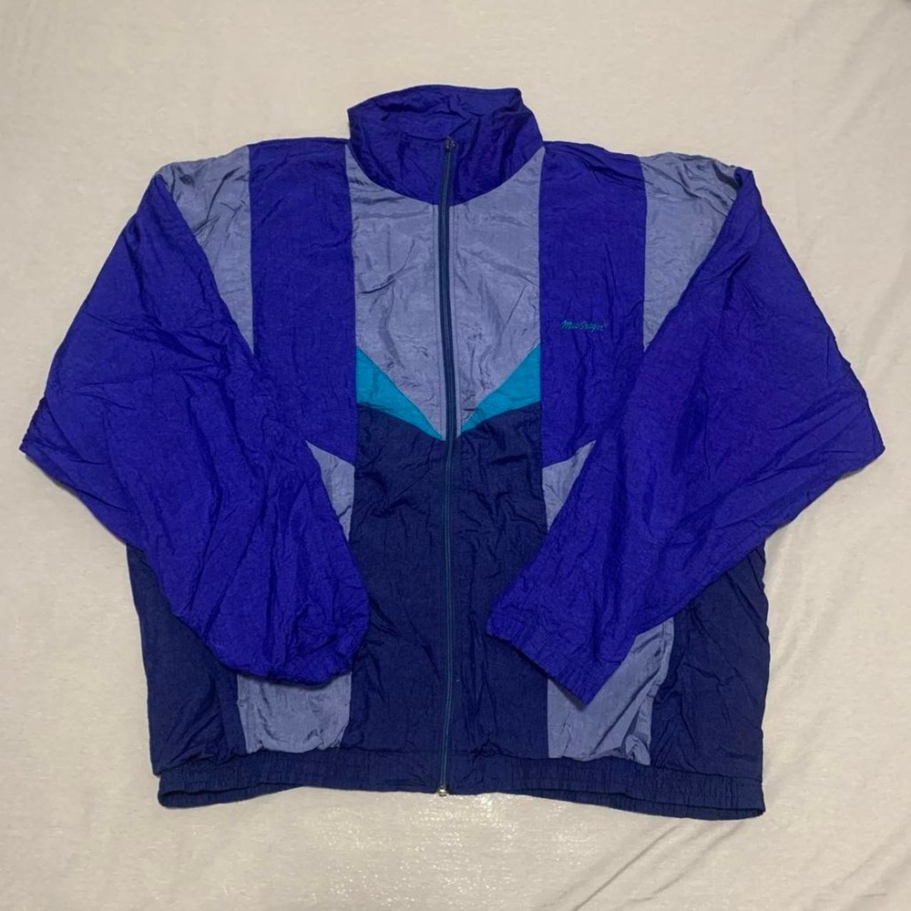 Vintage MacGregor Colorblock Nylon Windbreaker Jacket Blue Purple Womens 3XL